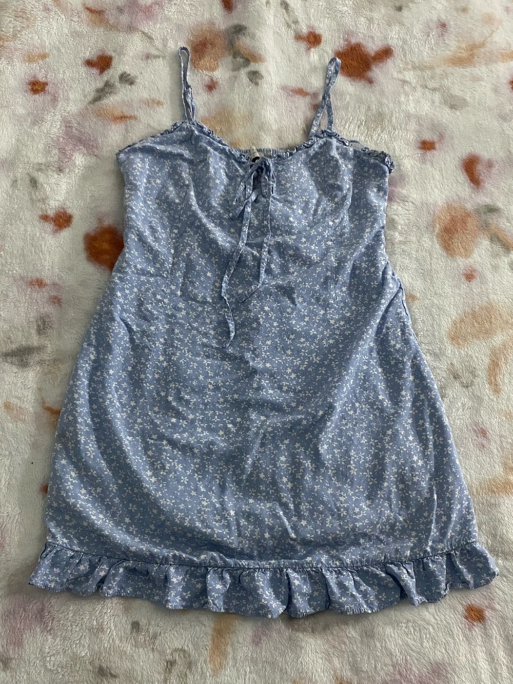 Blue Floral Satin Chemise Nightdress